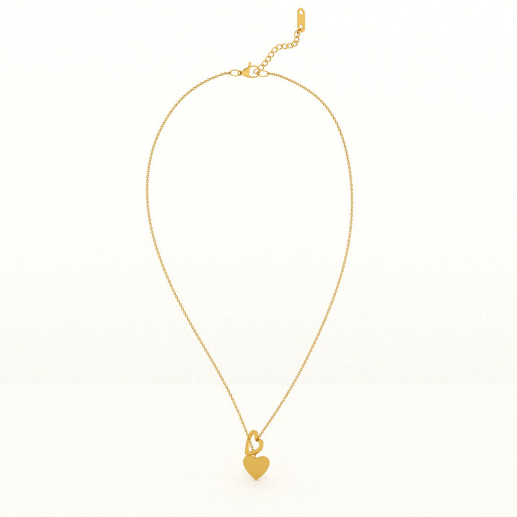 Two Heart Gold Lariat Necklace