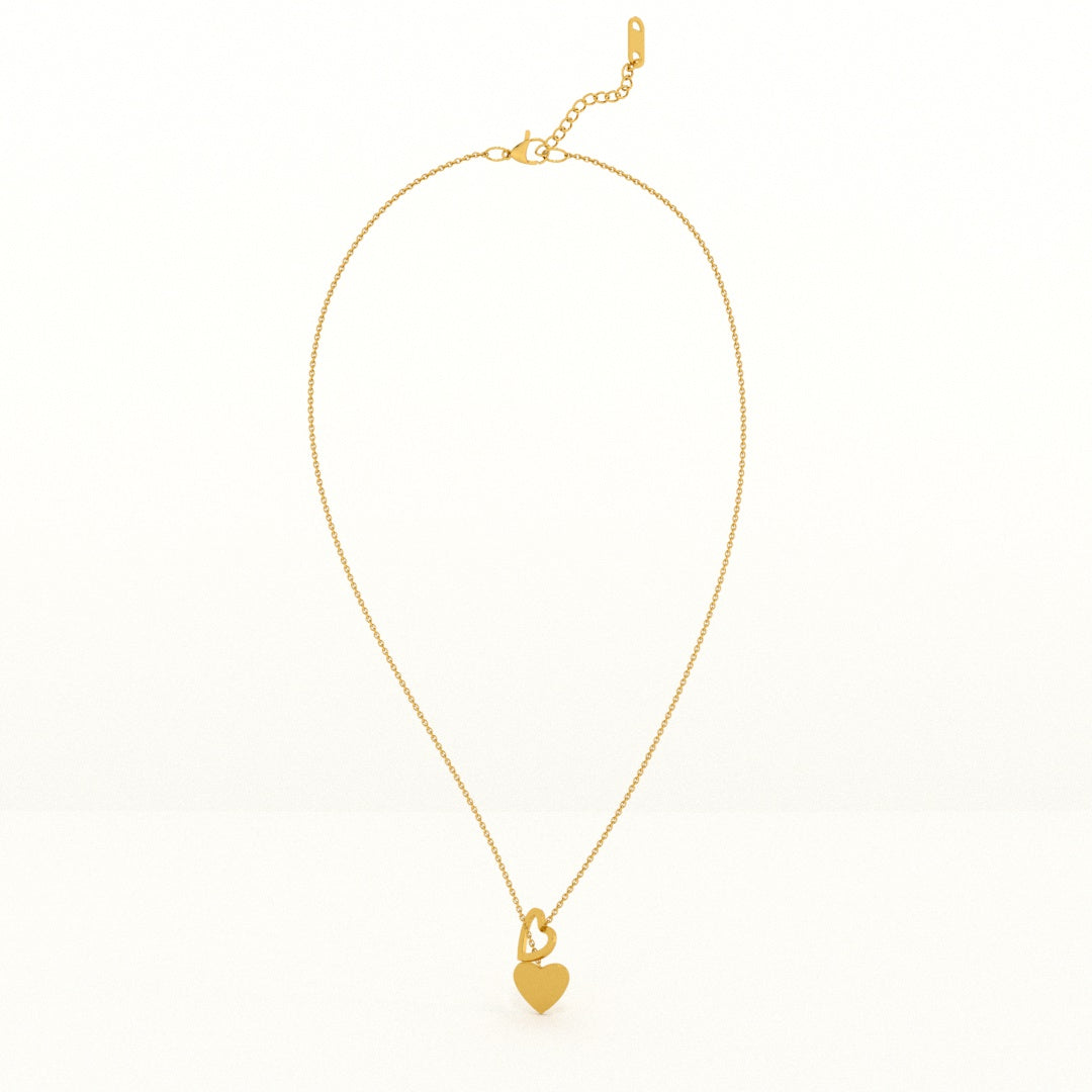 Two Heart Gold Lariat Necklace