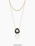 Niva Black Evil Eye Layered 18K Gold Plated Necklace