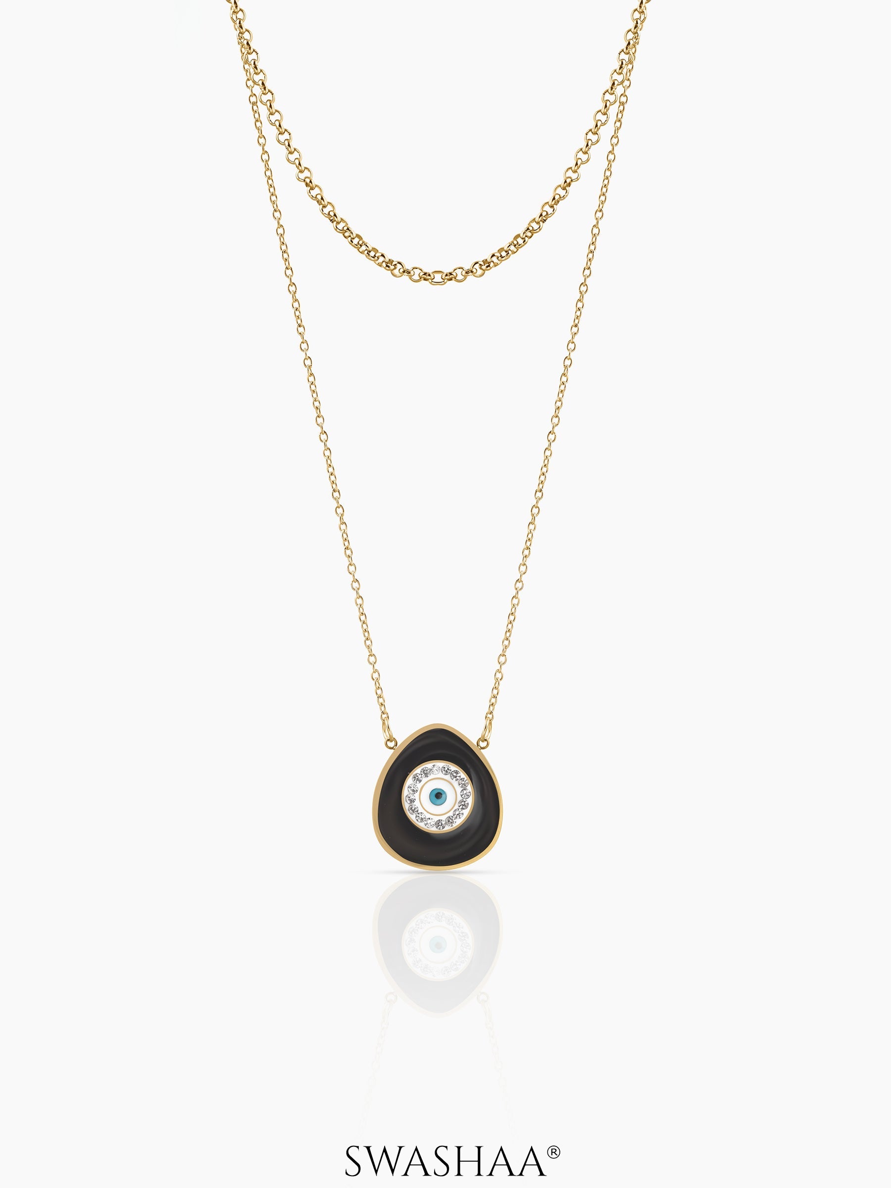 Niva Black Evil Eye Layered 18K Gold Plated Necklace