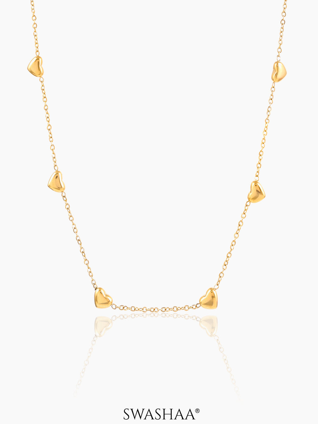 Nyle Heart Charms 18K Gold Plated Chain Necklace