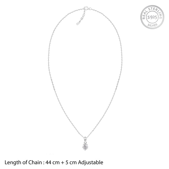 Silver Mini Solitaire Pendant with Link Chain
