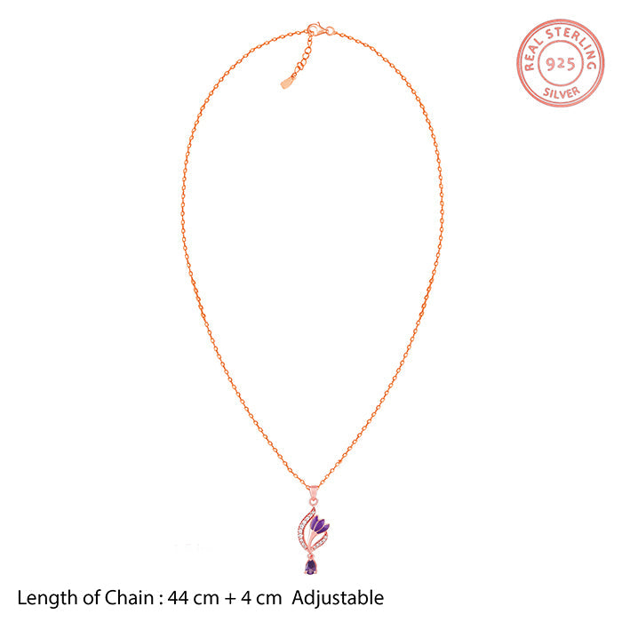 Rose Gold Flowing Crocus Pendant with Link Chain