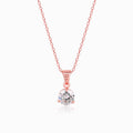Rose Gold Classic Zircon Pendant with Link Chain