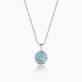 Silver Gleaming Blue Fish Tail Pendant with Link Chain