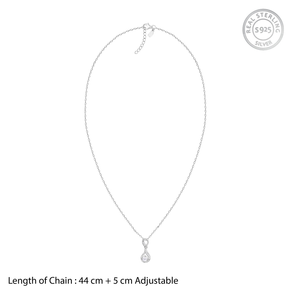 Silver Zircon Twist Necklace