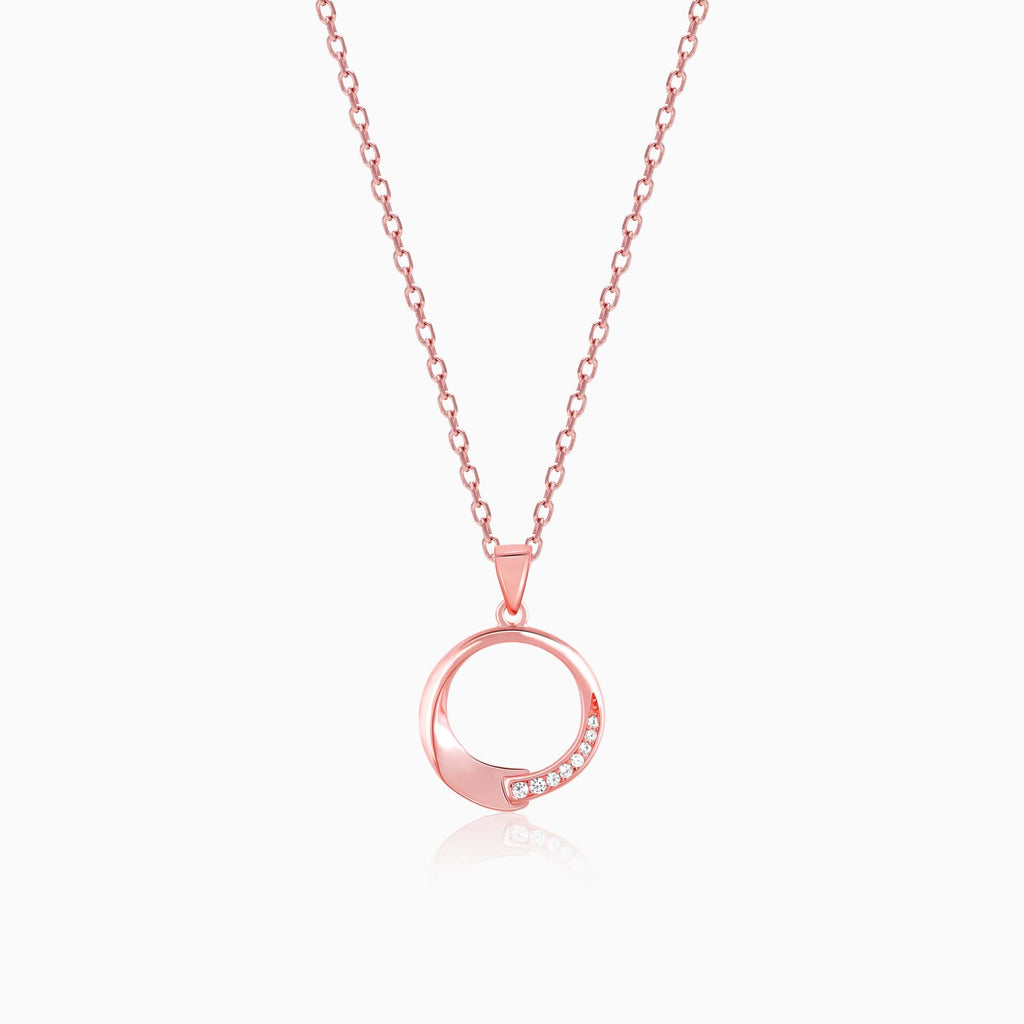 Rose Gold Circle of Love Pendant with Link Chain