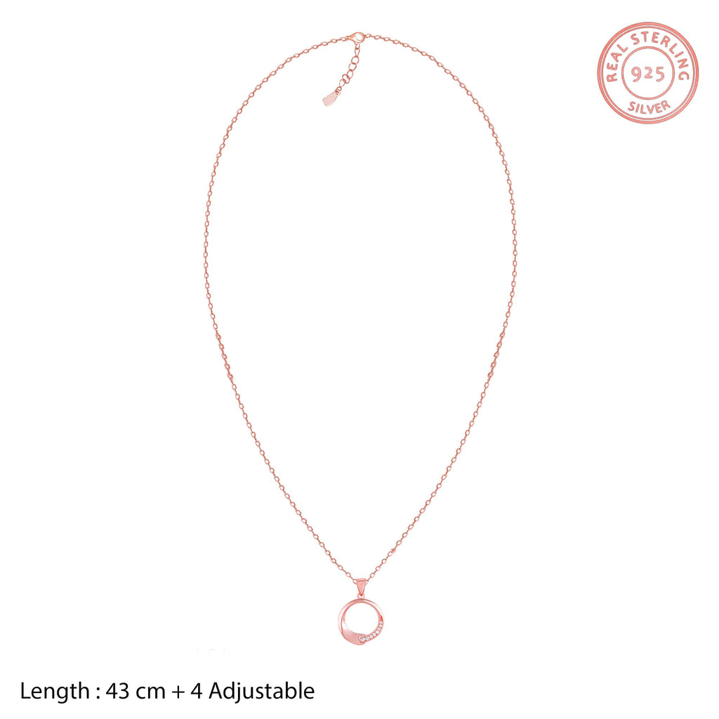 Rose Gold Circle of Love Pendant with Link Chain