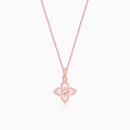 Rose Gold Double Rosette Pendant with Link Chain