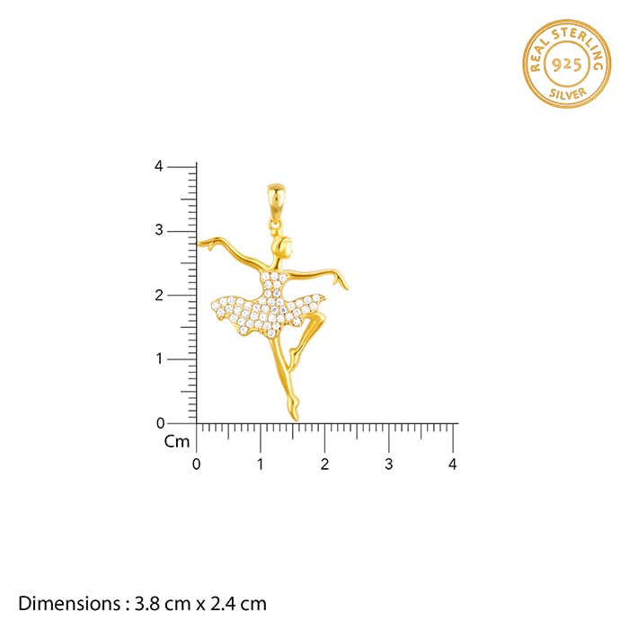 Golden Ballerina Pendant with Link Chain