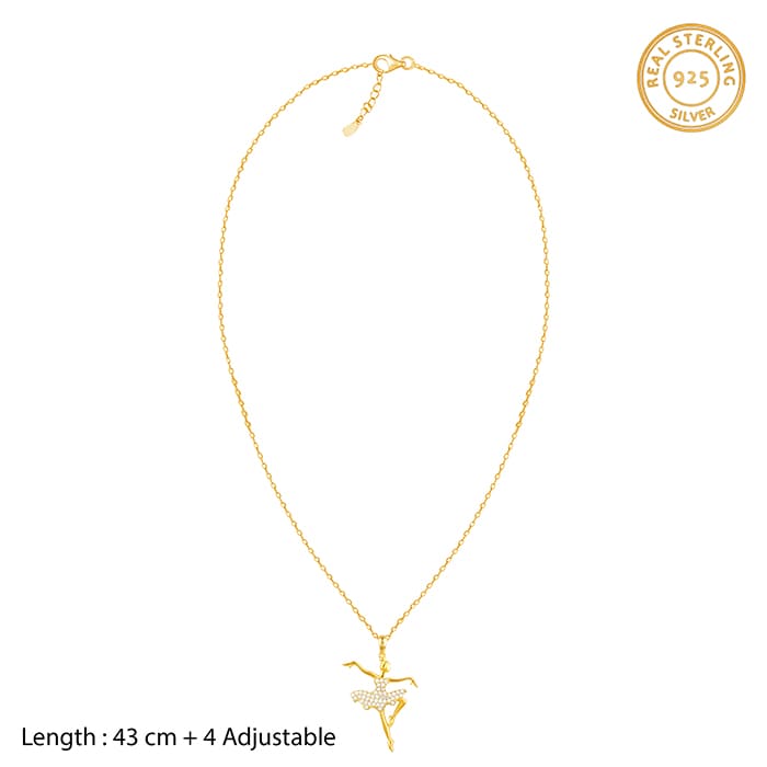 Golden Ballerina Pendant with Link Chain