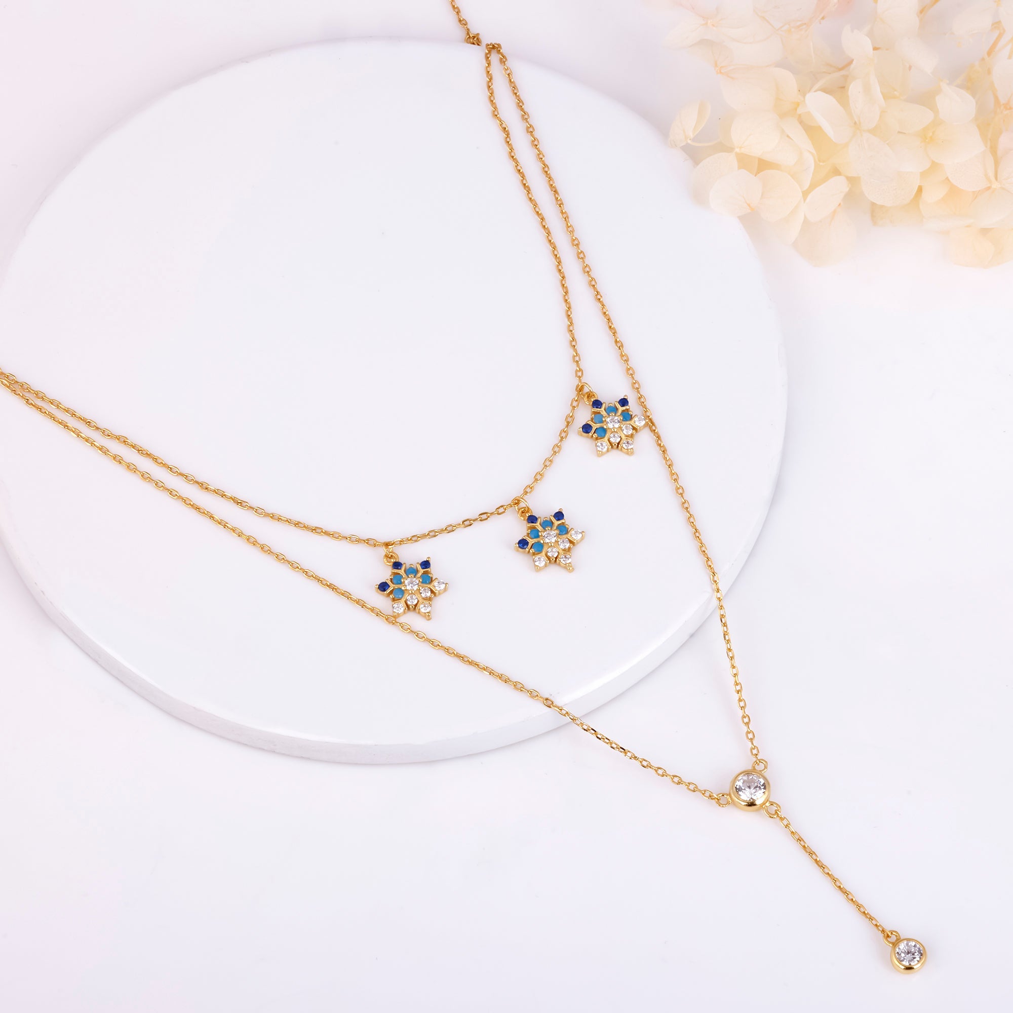 Golden Star Studded Layered Necklace