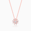 Rose Gold Baguette Flower Pendant with Link Chain