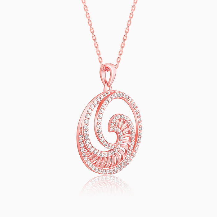 Rose Gold Whirpool Pendant With Link Chain