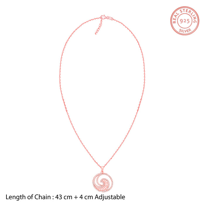 Rose Gold Whirpool Pendant With Link Chain