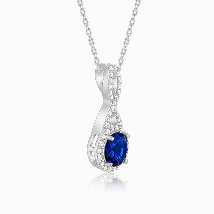 Silver Blue-maze Pendant With Link Chain