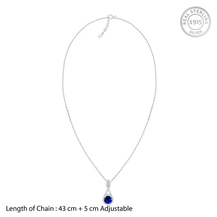 Silver Blue-maze Pendant With Link Chain