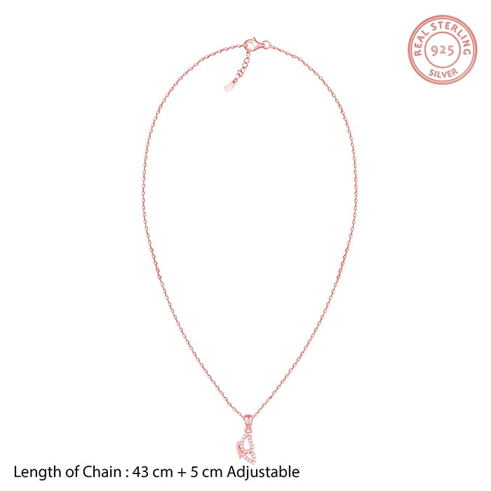 Rose Gold Dazzling Butterfly Pendant With Link Chain