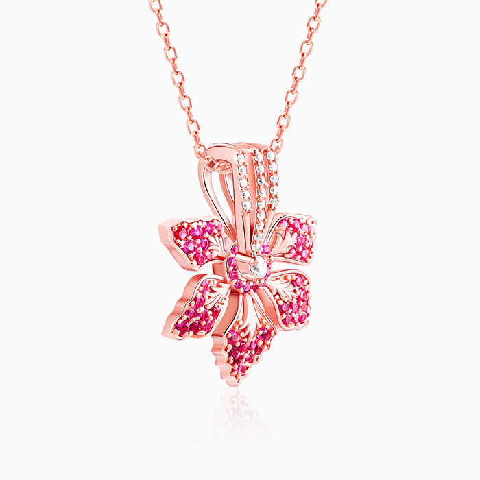Rose Gold Rani Ebony Pendant with Link Chain