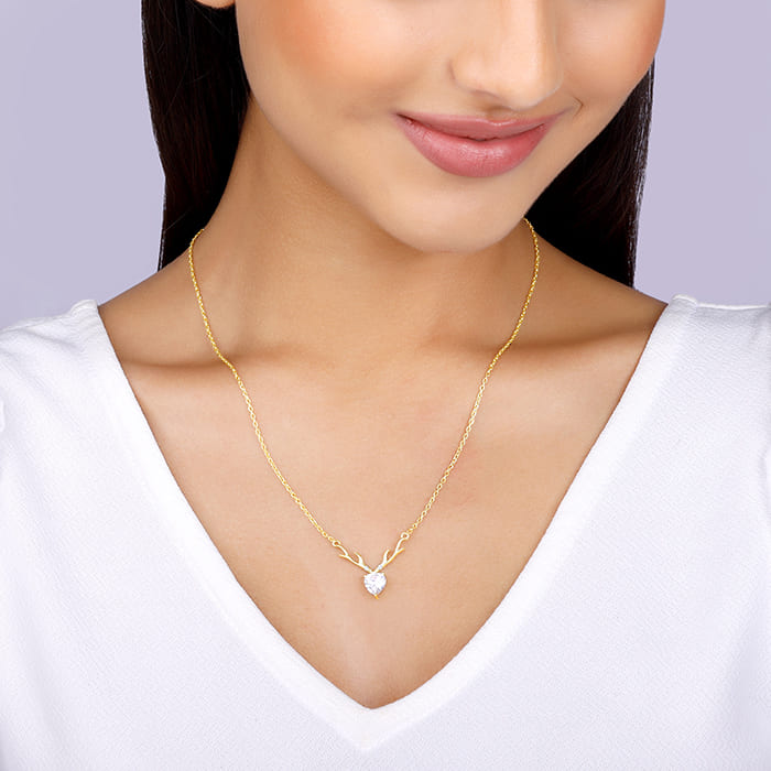 Golden Deer Heart Necklace