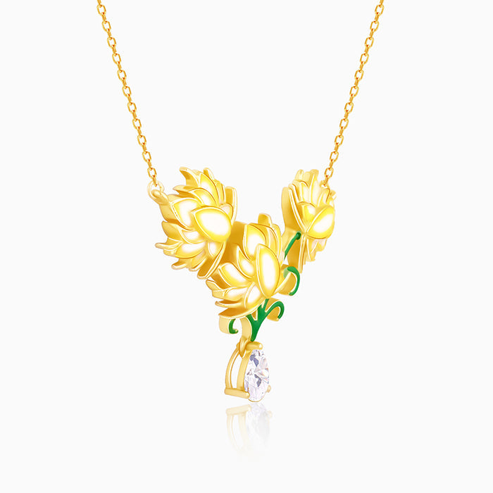 Golden Bewitching Brahma Kamal Necklace