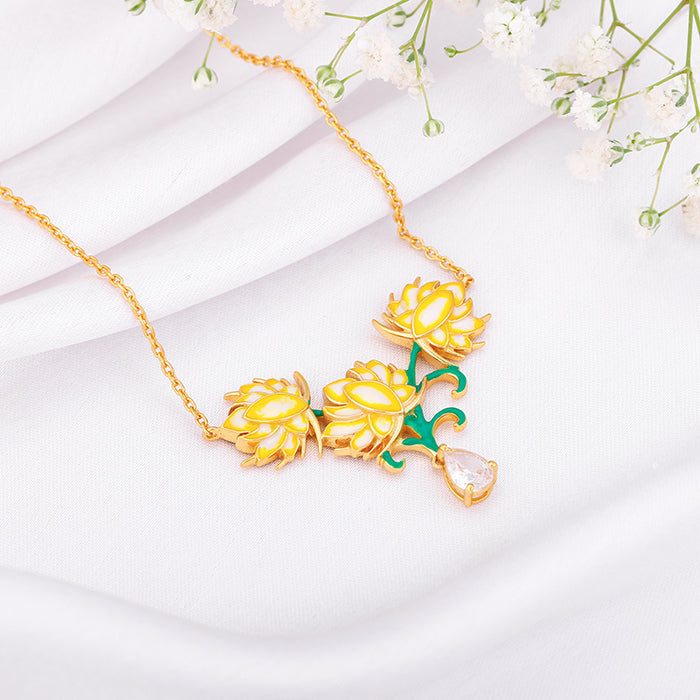 Golden Bewitching Brahma Kamal Necklace