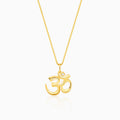 Golden Classic Om Pendant With Box Chain For Him -  gold plated pendant for men