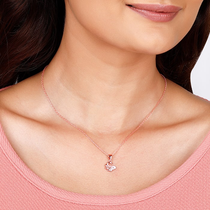 Rose Gold Graceful Swan Pendant With Link Chain
