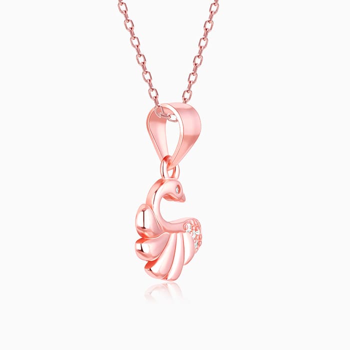 Rose Gold Graceful Swan Pendant With Link Chain
