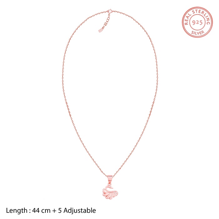 Rose Gold Graceful Swan Pendant With Link Chain