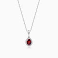 Silver Garnet Glimmer Pendant With Link Chain