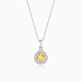 Silver Citrine Drop Pendant With Link Chain