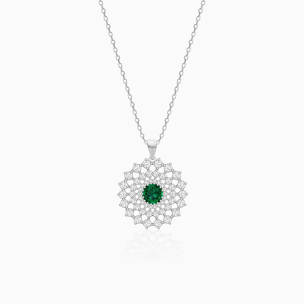 Silver Zircon Emerald Sunshine Pendant
