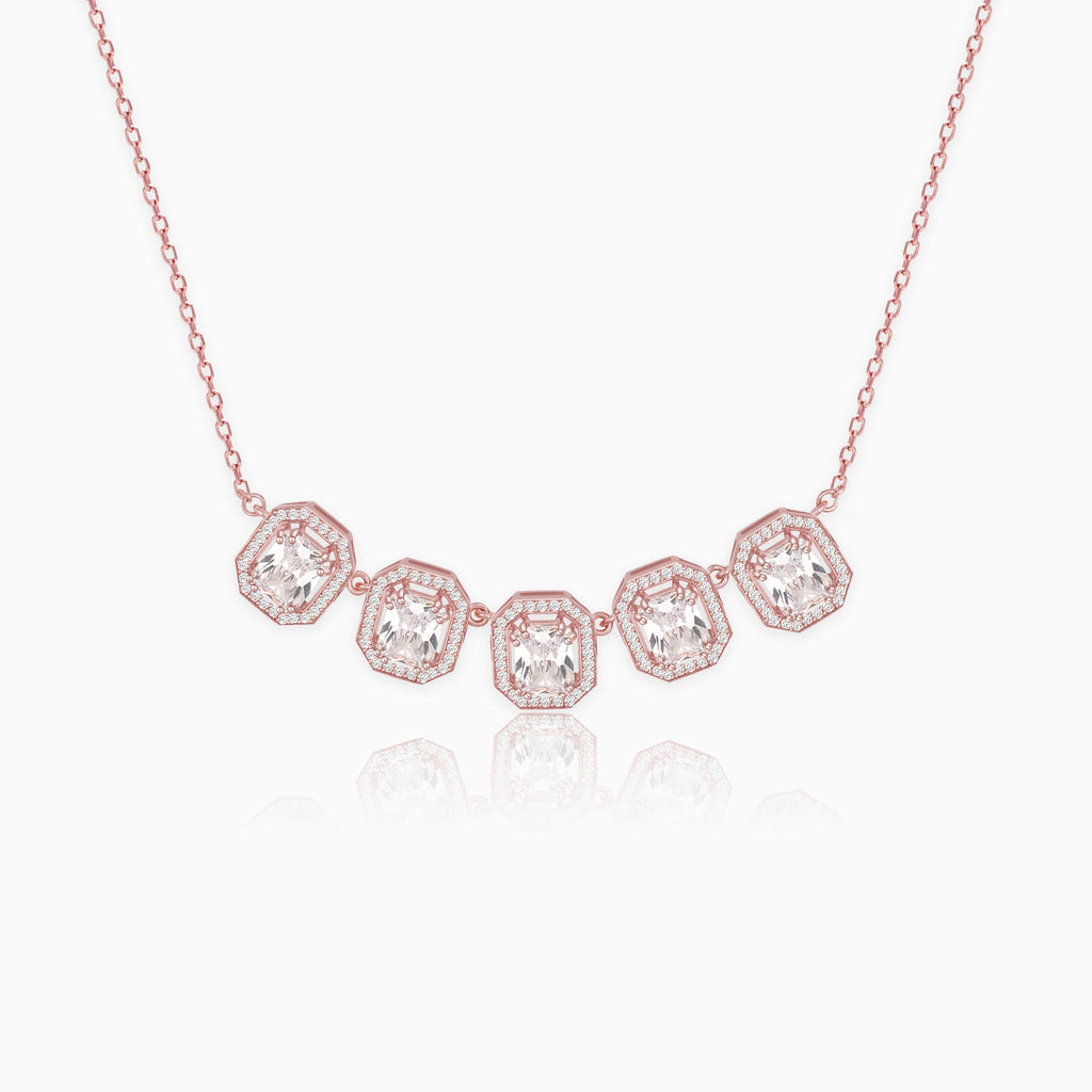 Rose Gold Baguette Bunch Necklace