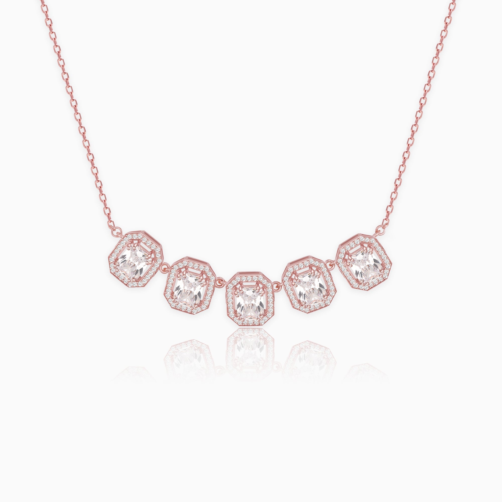 Rose Gold Baguette Bunch Necklace