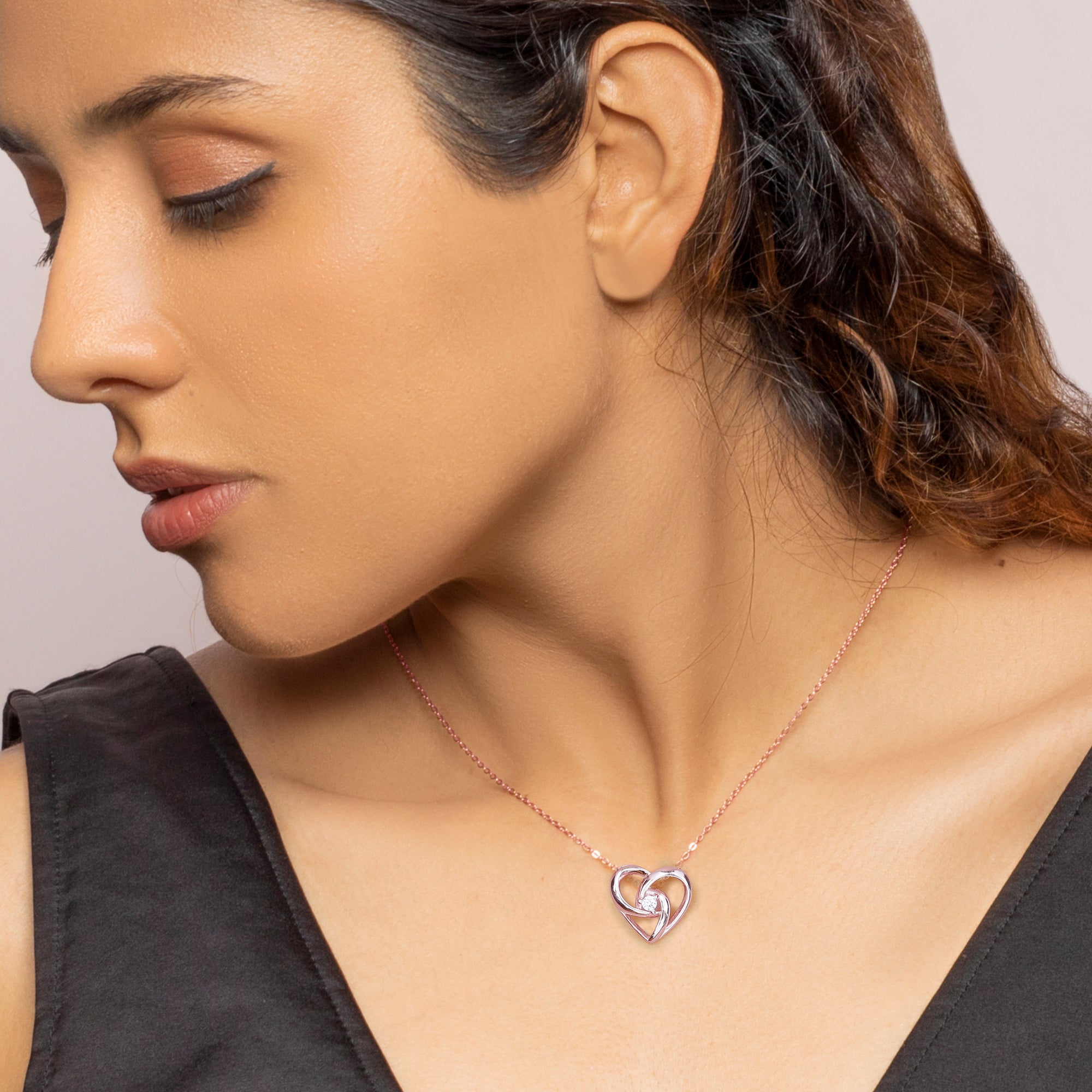 Rose Gold Meandering Heart Pendant