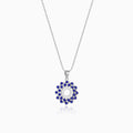 Radiant Blue Flower Pendant With Link Chain