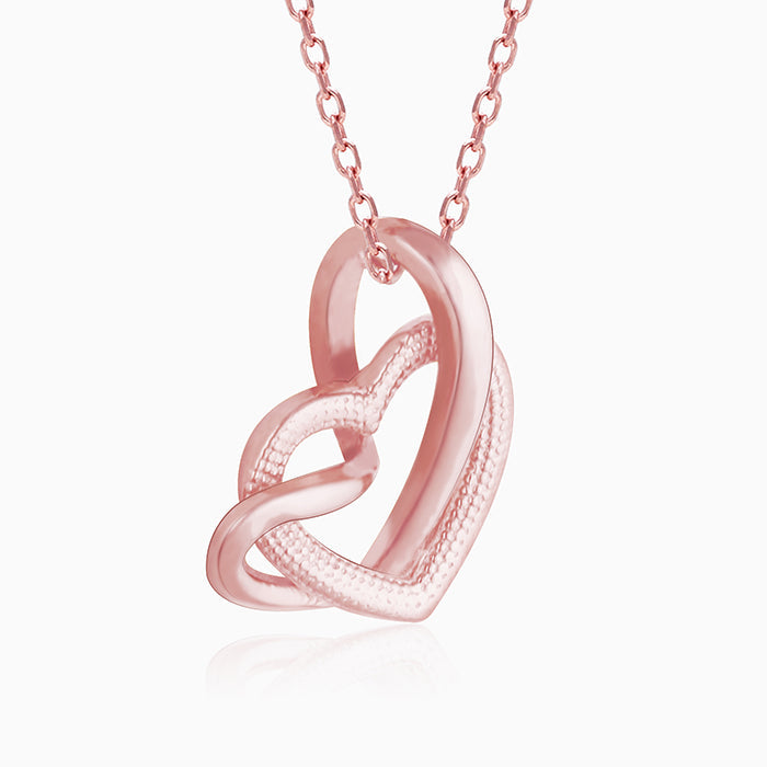 Rose Gold Double Trouble Heart Pendant With Link Chain