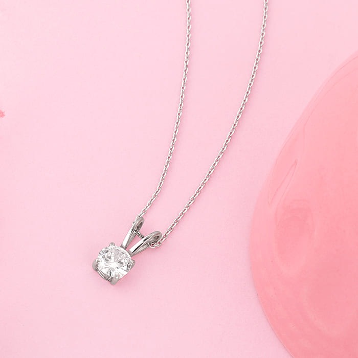 Anushka Sharma Silver Zircon Pendant with Link Chain