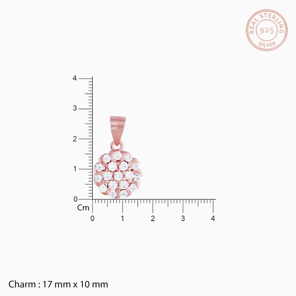 Rose Gold Zircon Flower Pendant With Link Chain