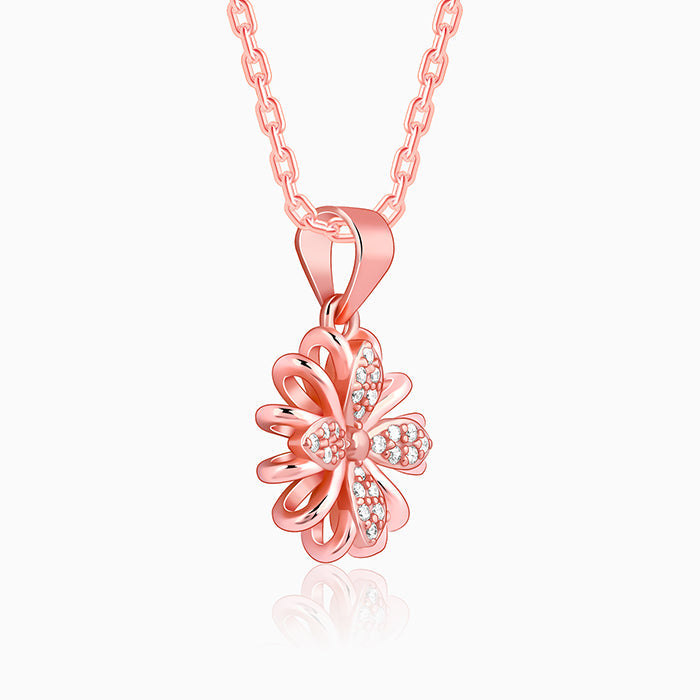Rose Gold Floral Dreams Pendant With Link Chain
