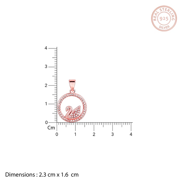 Rose Gold Zircon Studded Swan Pendant with Link Chain
