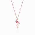 Rose Gold Zircon Flamingo Pendant with Link Chain
