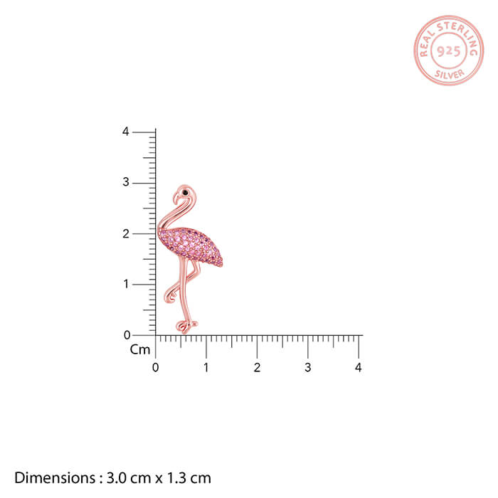 Rose Gold Zircon Flamingo Pendant with Link Chain