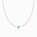 Silver Blue Heart Choker Necklace