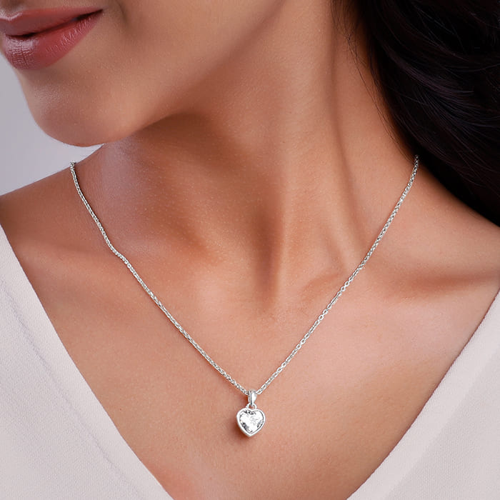 Silver Coeur Pendant with Link Chain
