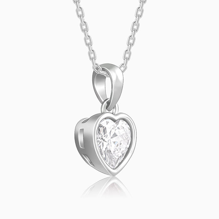 Silver Coeur Pendant with Link Chain