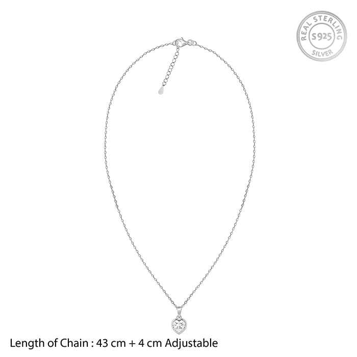 Silver Coeur Pendant with Link Chain