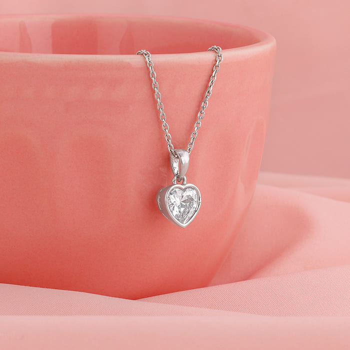 Silver Coeur Pendant with Link Chain