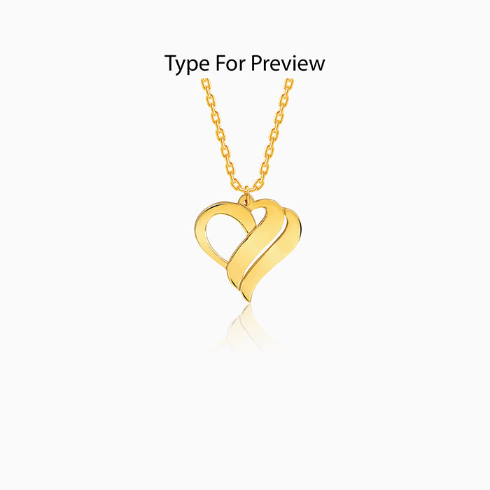 Golden Personalised Name Heart Duo Pendant With Link Chain
